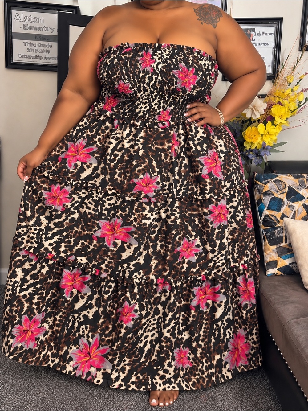 Beautiful Pink Floral Maxi Dress 2X
